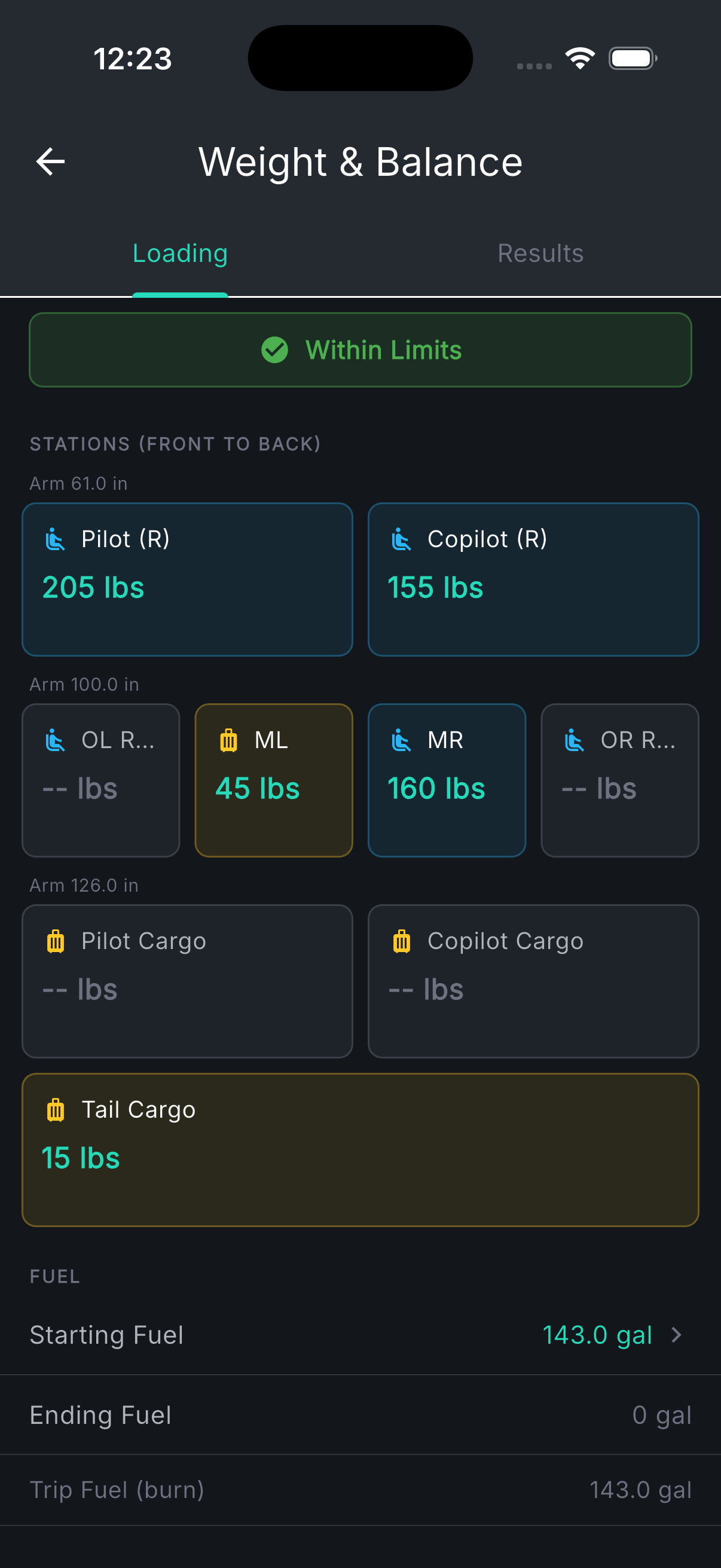 Tropiq weight and balance