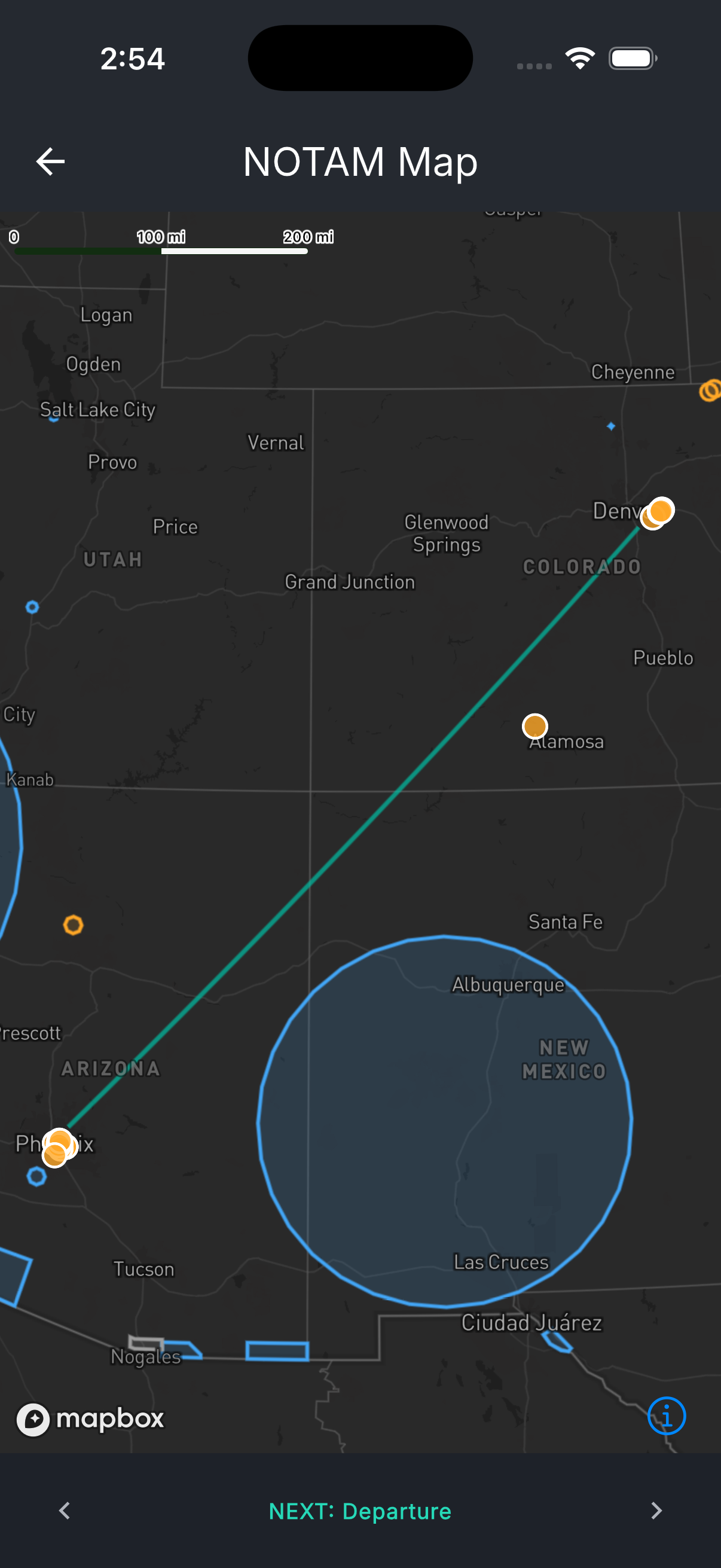 Tropiq NOTAMs plotted on a map