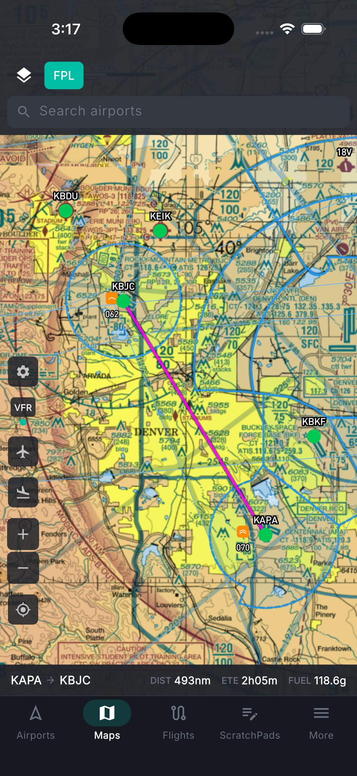 Tap two airports. Done.
