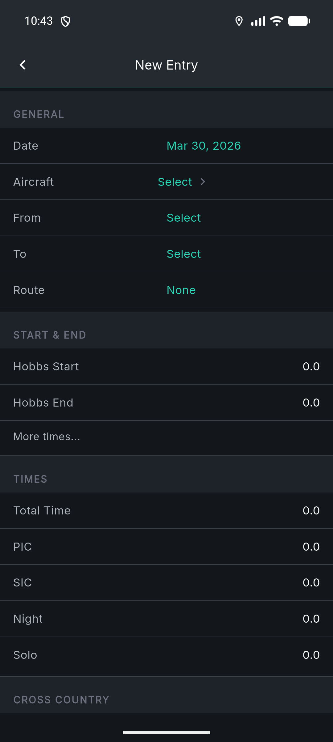 New logbook entry