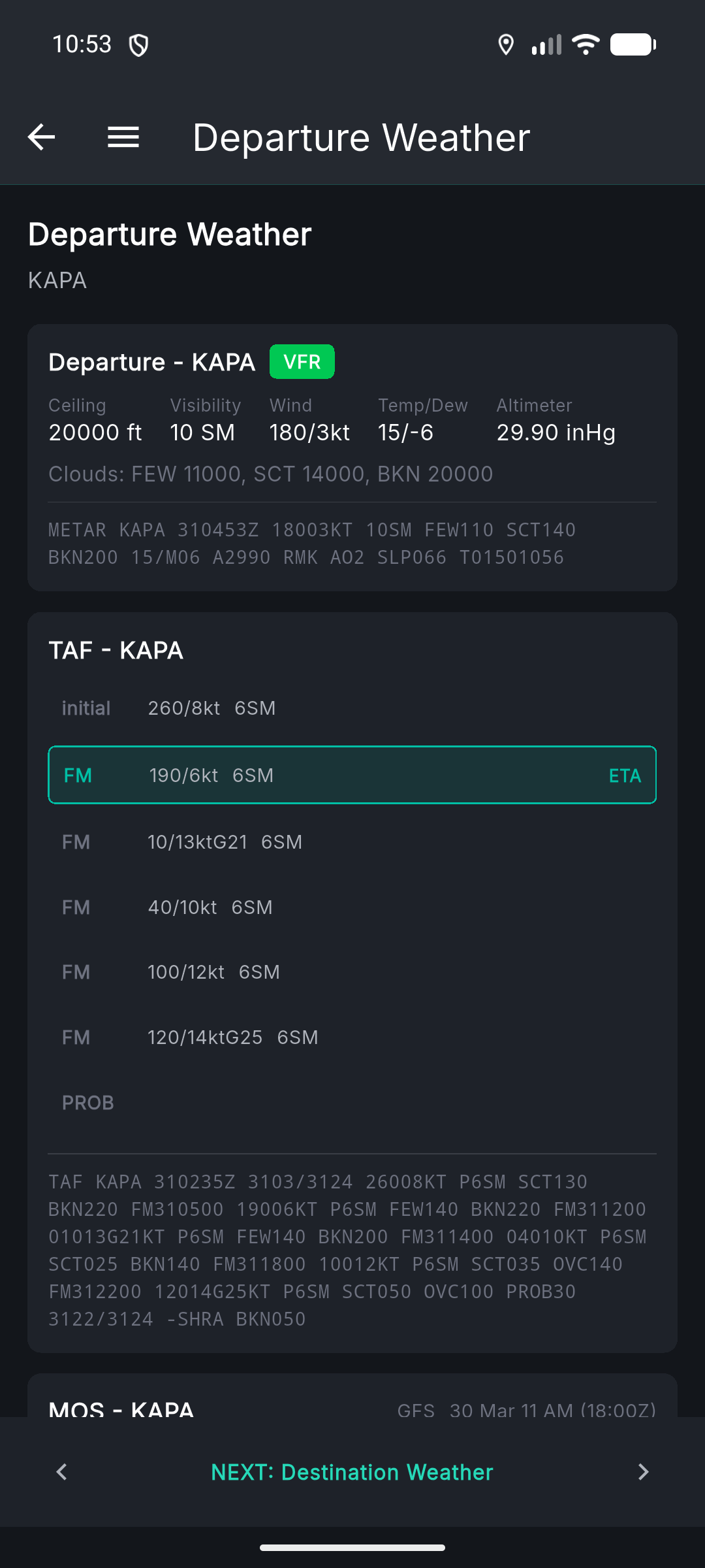 Smart Briefing with weather details