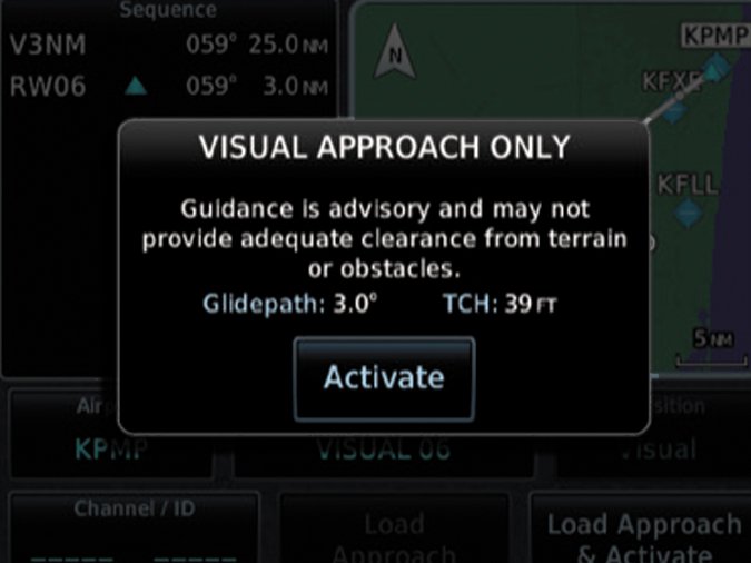 Visual Approach Only — Guidance is advisory and may not provide adequate clearance from terrain or obstacles.